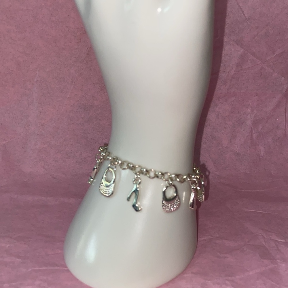 Silver NWOT Charm Bracelet Shoes and Bags